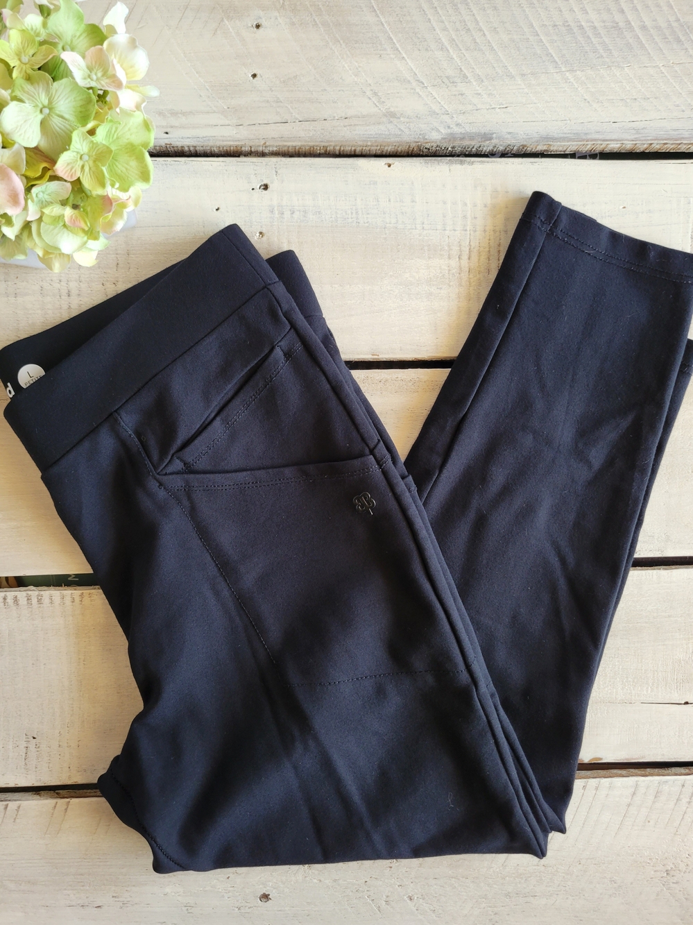 Betabrand Dress Pant Yoga Pant Skinny Sz Large Petite Black
